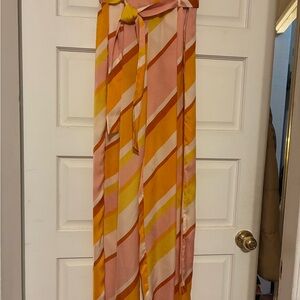 Striped Pink and Orange Wide-Leg Pants